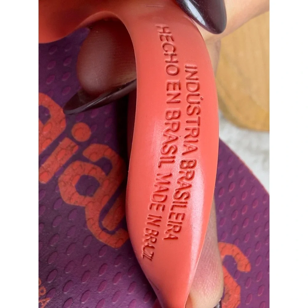 Havaianas Baby Brasil Logo Purple Coral Orange Backstrap Sandals Size 8C